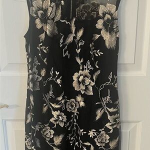 Floral Black and White Sleeveless Dress